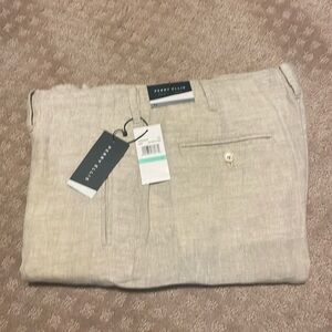 Perry Ellis Natural Linen Flat Front Drawstring Pants Size 34 Men’s NWT
